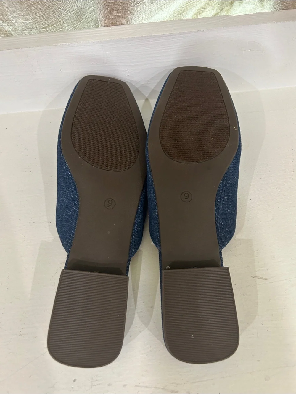 Denim Slide Mules with Tan Ring Detail - Women Shoes - Picture 3 of 3